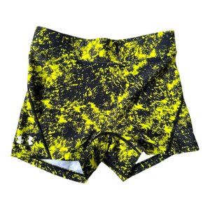 Under Armour Bike Shorts Neon Yellow Black Paint Splatter Space Dye S Small
